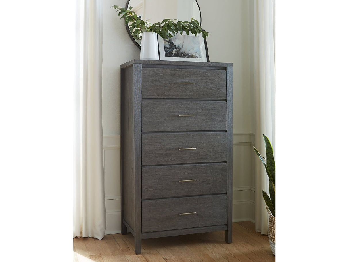 Nevis Five Drawer Chest in Sharkskin by Modus Furniture at Eve Furniture