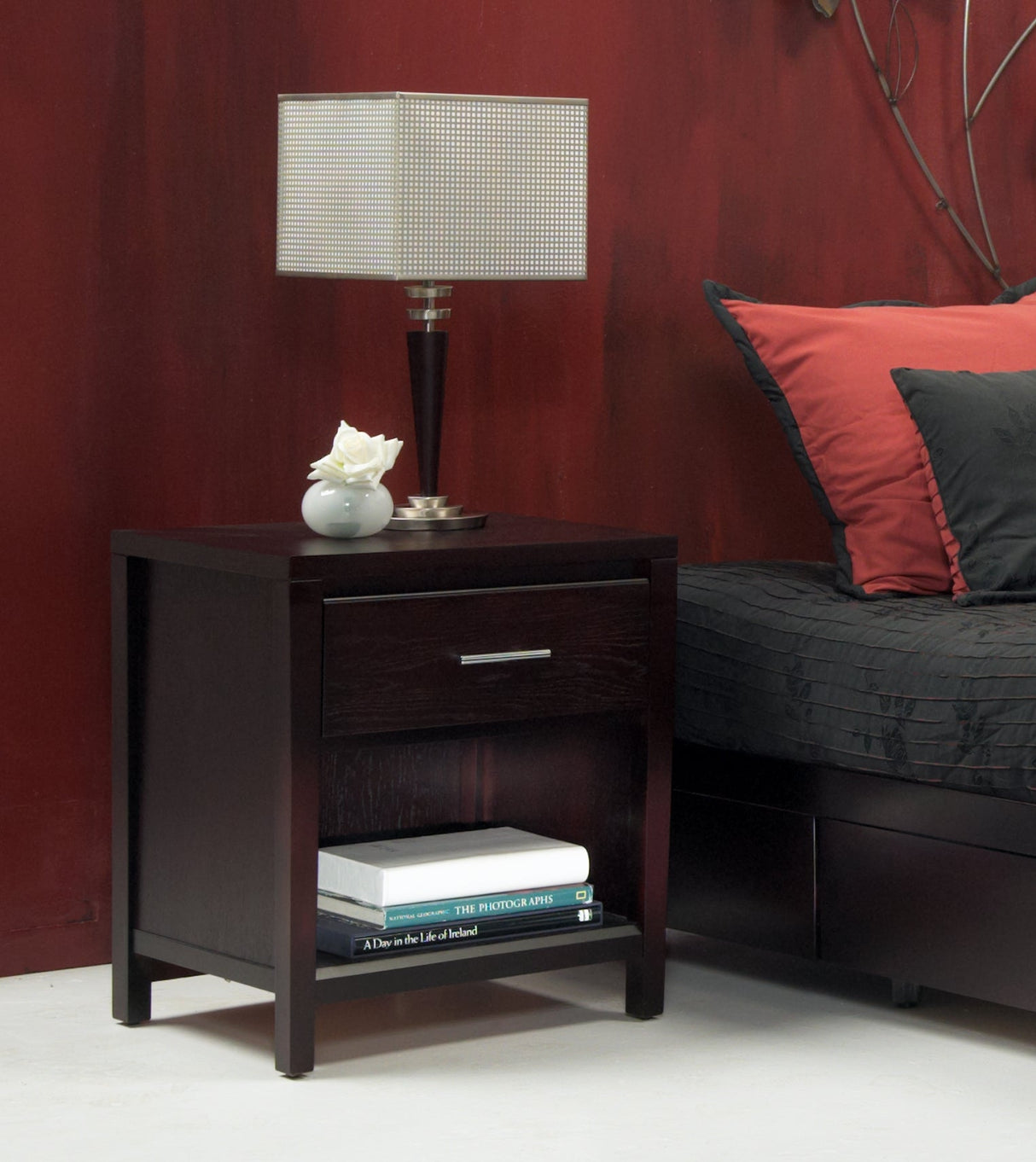 Nevis One Drawer Nightstand in Espresso by Modus Furniture at Eve Furniture