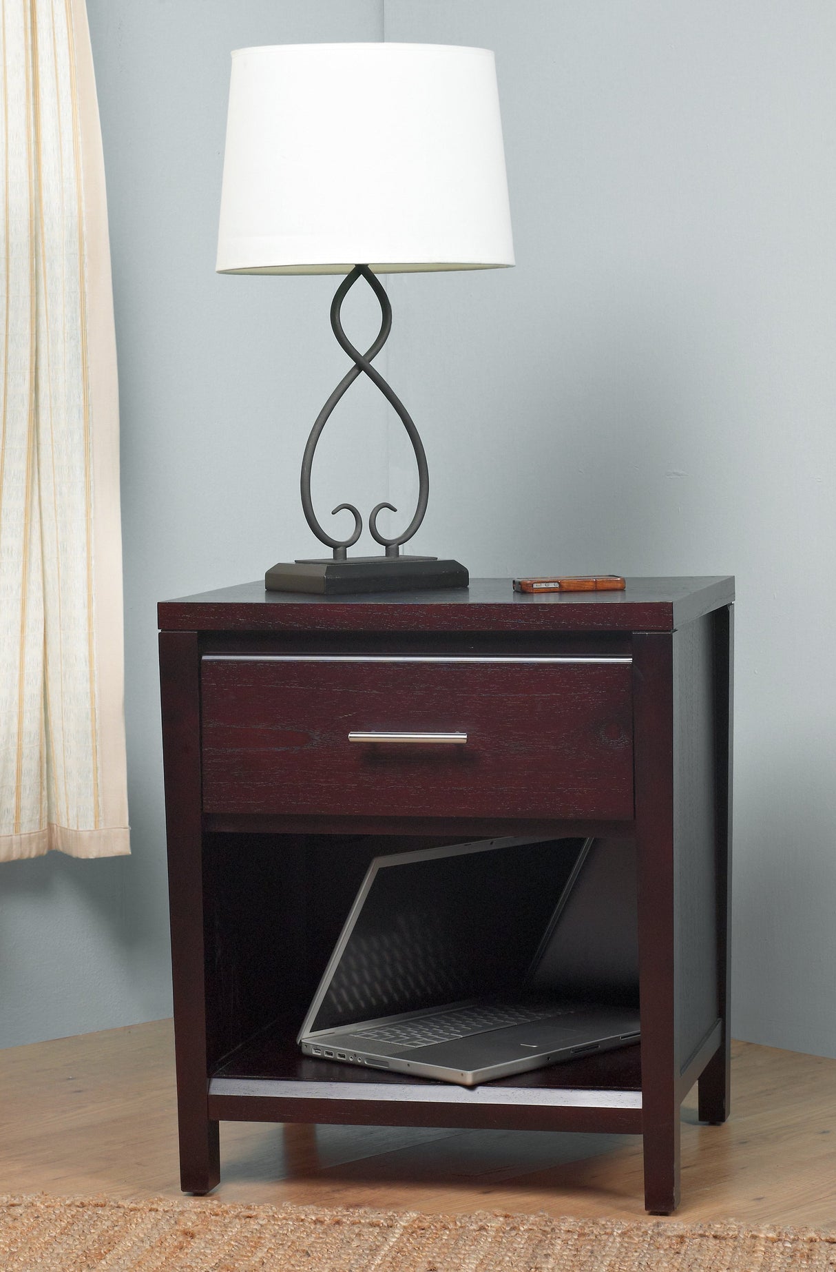 Nevis One Drawer Nightstand in Espresso by Modus Furniture at Eve Furniture