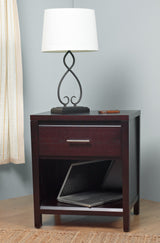 Nevis One Drawer Nightstand in Espresso by Modus Furniture at Eve Furniture