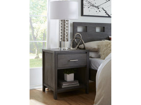 Nevis One Drawer Nightstand in Sharkskin by Modus Furniture at Eve Furniture