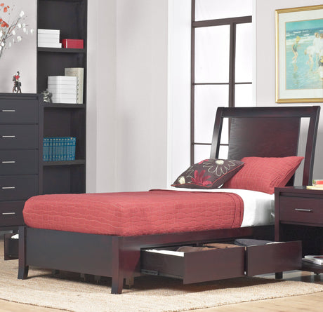 Nevis Queen Low Profile Storage Bed in Espresso by Modus Furniture at Eve Furniture