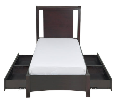 Nevis Queen Low Profile Storage Bed in Espresso by Modus Furniture at Eve Furniture