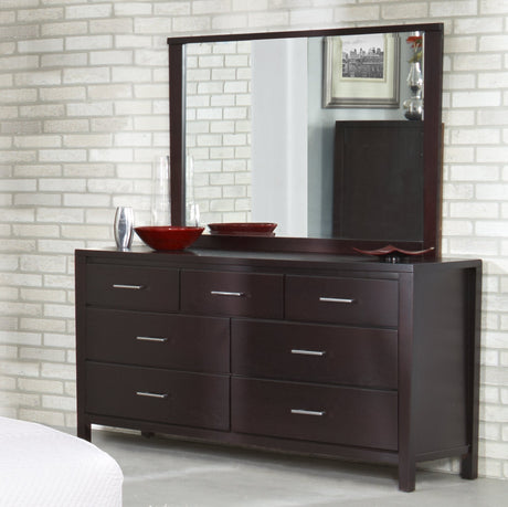 Nevis Seven Drawer Dresser in Espresso by Modus Furniture at Eve Furniture