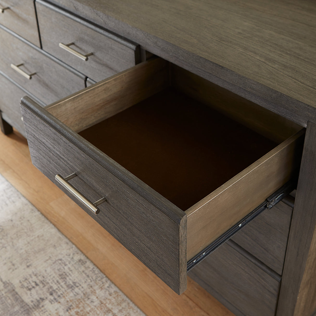 Nevis Seven Drawer Dresser in Sharkskin by Modus Furniture at Eve Furniture