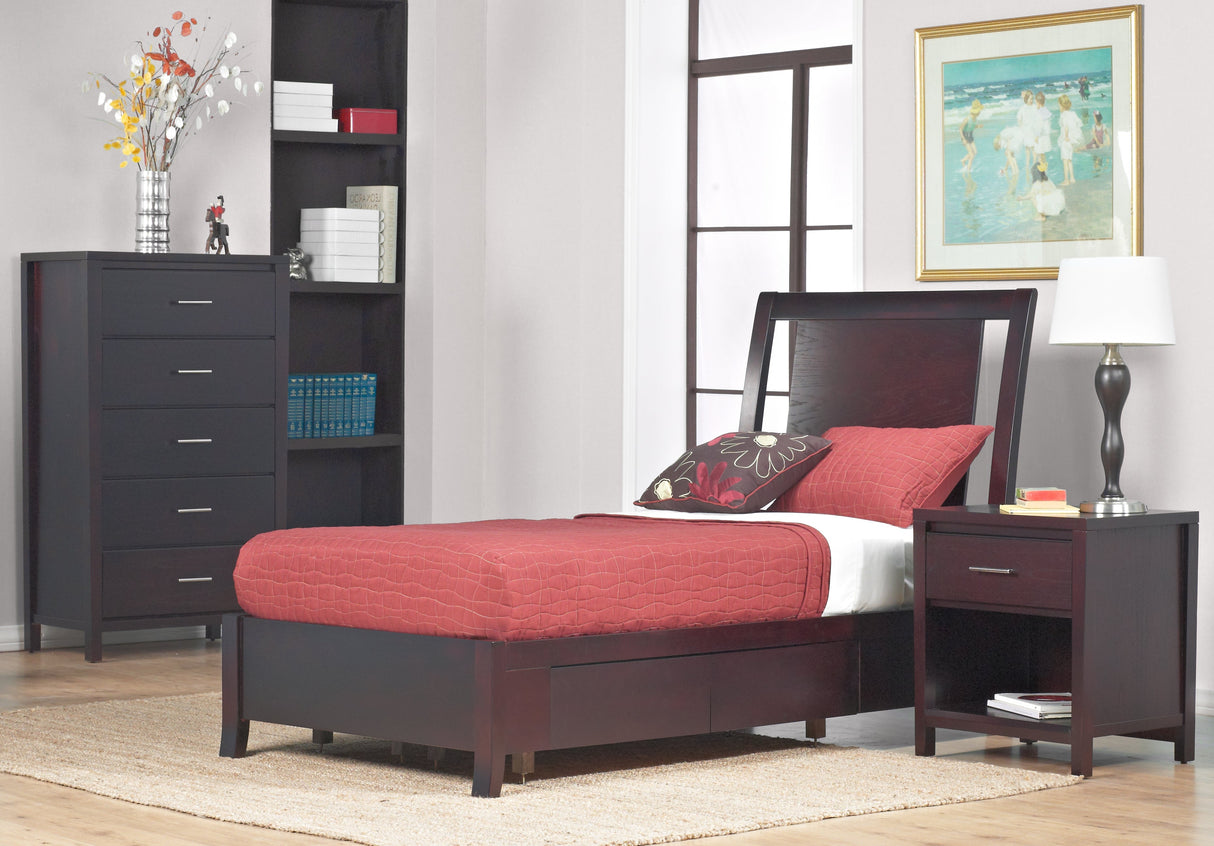 Nevis Twin Low Profile Storage Bed in Espresso by Modus Furniture at Eve Furniture