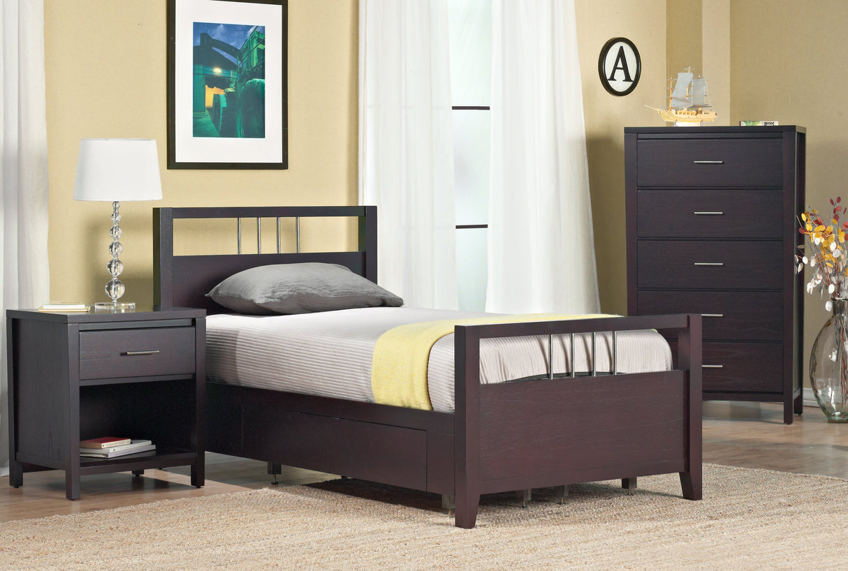 Nevis Twin Platform Storage Bed in Espresso by Modus Furniture at Eve Furniture