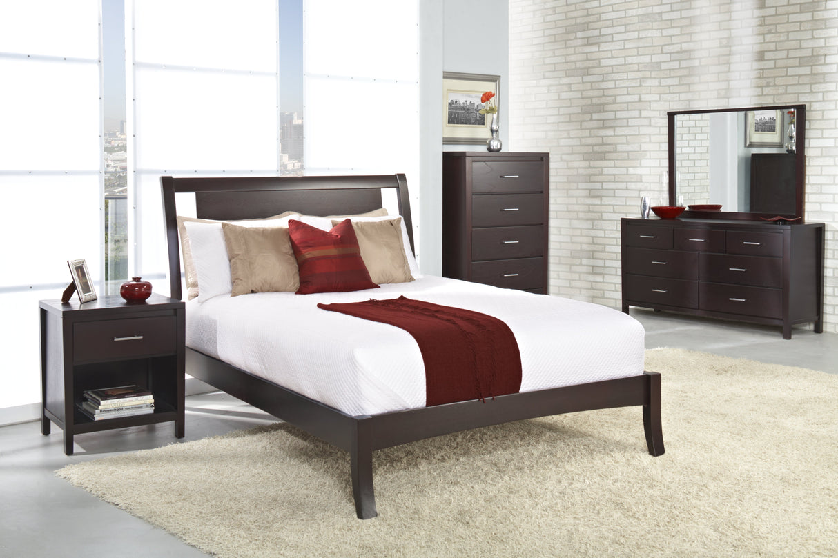Nevis Wood California King Sleigh Bed in Espresso by Modus Furniture at Eve Furniture