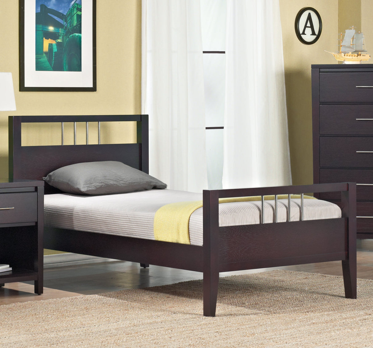 Nevis Wood Full Platform Bed in Espresso by Modus Furniture at Eve Furniture