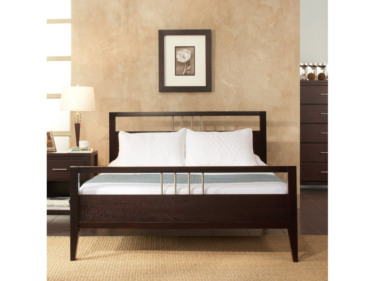 Nevis Wood Full Platform Bed in Espresso by Modus Furniture at Eve Furniture