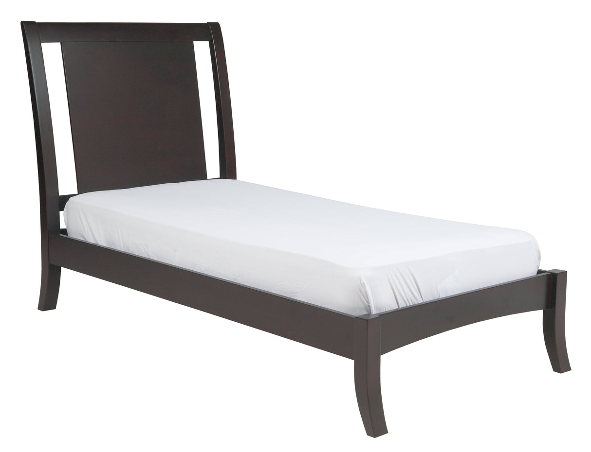 Nevis Wood Twin Sleigh Bed in Espresso by Modus Furniture at Eve Furniture