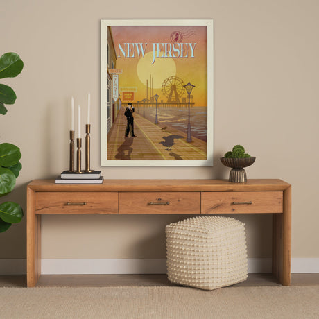 New Jersey Go USA (L) by Mercana Studio a Hand Embellished Decograph Framed Art Print by Mercana at Eve Furniture