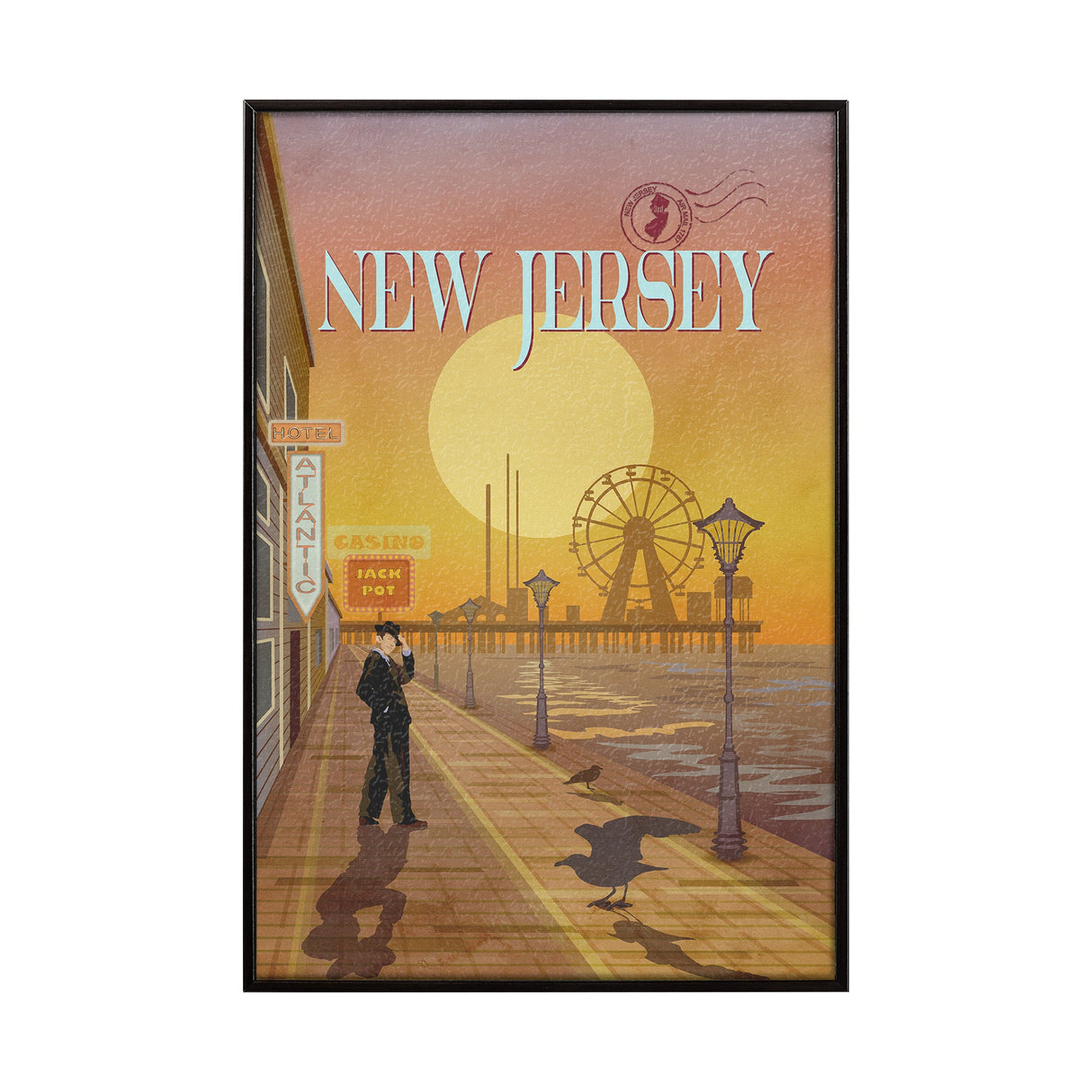 New Jersey Go USA (SM) by Mercana Studio a Hand Embellished Decograph Framed Art Print by Mercana at Eve Furniture