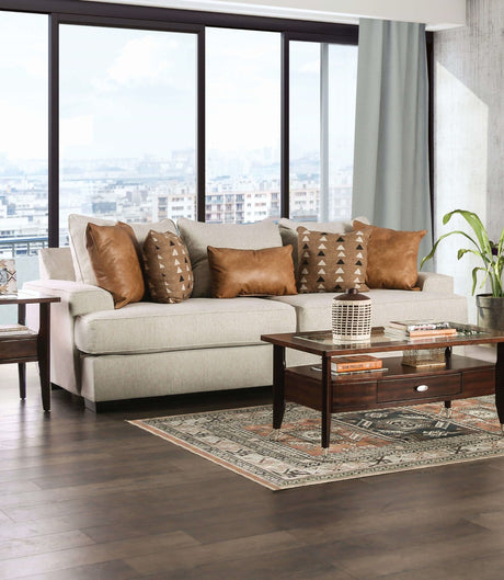 New meadows Sand/Caramel Sofa & Loveseat by Furniture of America at Eve Furniture