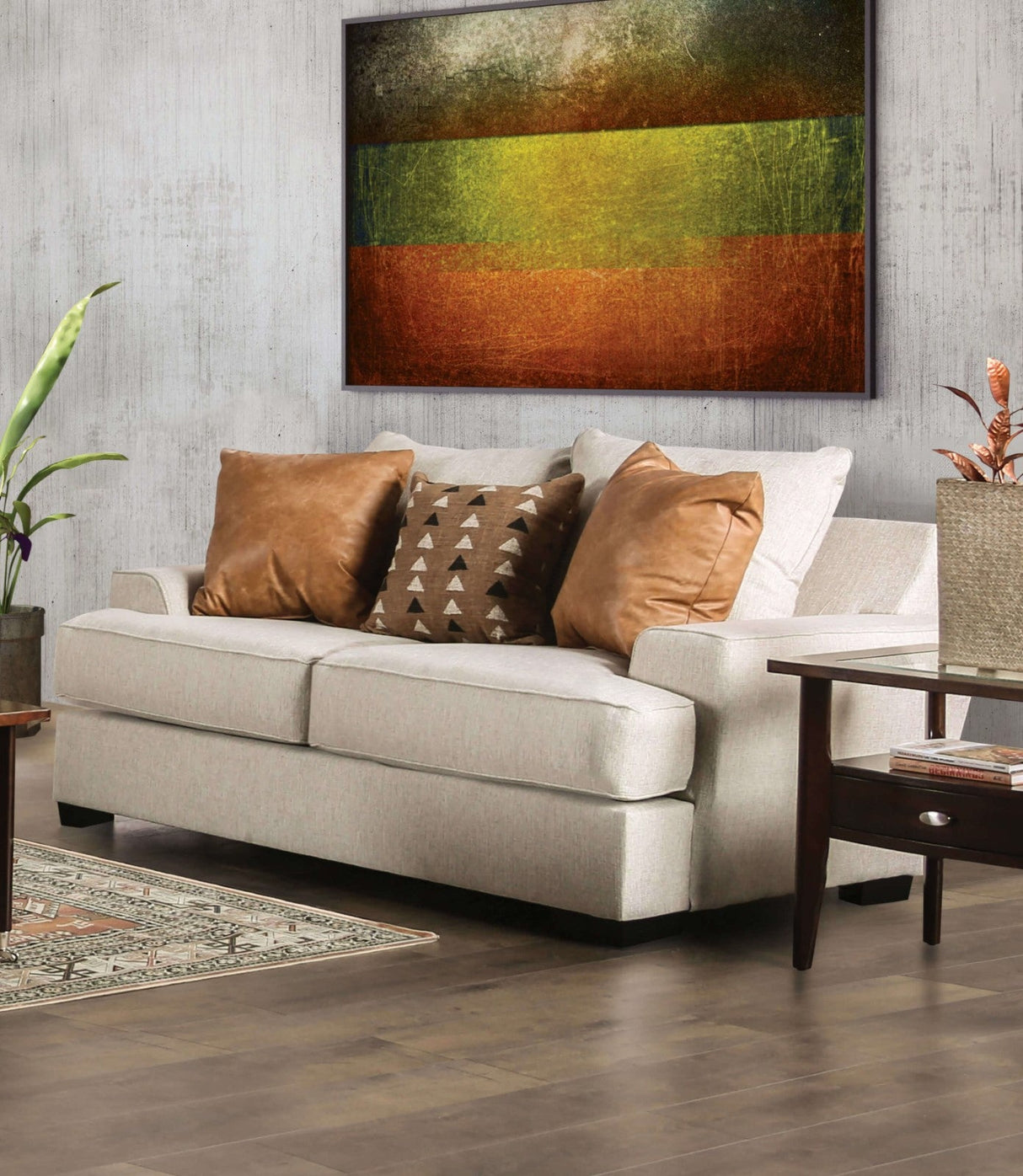 New meadows Sand/Caramel Sofa & Loveseat by Furniture of America at Eve Furniture