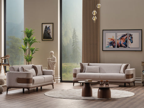New Mood 3-pieces (Sofa & Loveseat & Chair) Livingroom Set Cream by Furnia at Eve Furniture