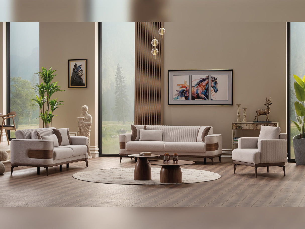 New Mood 3-pieces (Sofa & Loveseat & Chair) Livingroom Set Cream by Furnia at Eve Furniture