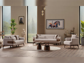 New Mood 3-pieces (Sofa & Loveseat & Chair) Livingroom Set Cream by Furnia at Eve Furniture