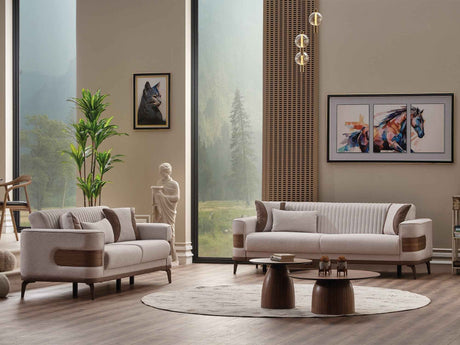 New Mood Cream Convertible Loveseat by Furnia at Eve Furniture