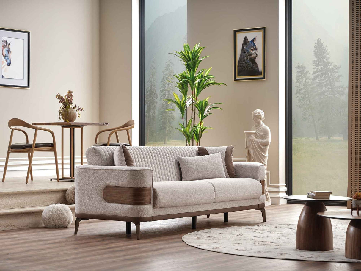 New Mood Cream Convertible Sofa by Furnia at Eve Furniture