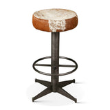 New York 16" Bar Stool in Brown Cowhide Leather and Iron by Home Trends & Design at Eve Furniture