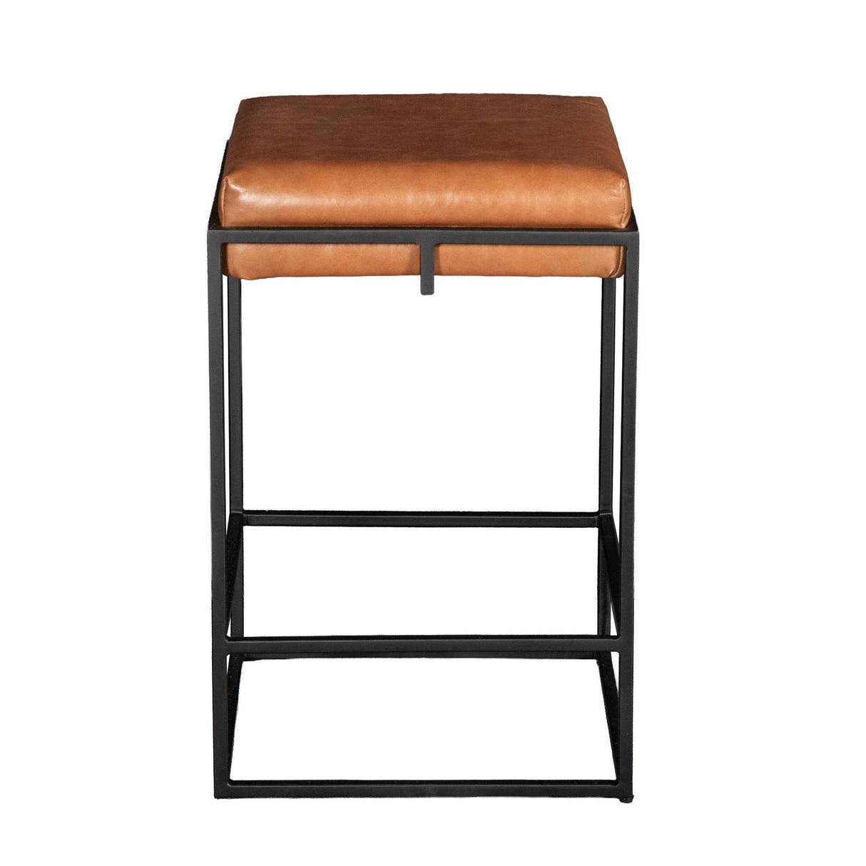 New York 17" Backless Counter Stool in Cognac Leather by Home Trends & Design at Eve Furniture