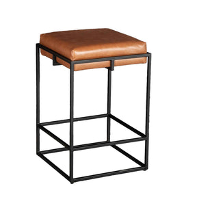 New York 17" Backless Counter Stool in Cognac Leather by Home Trends & Design at Eve Furniture