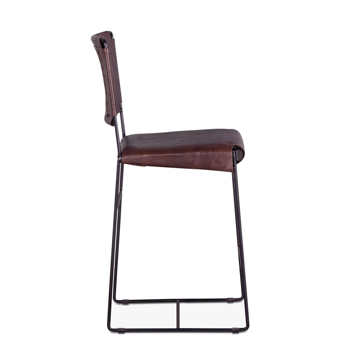 New York 17" Counter Chair in Chocolate Top Grain Leather and Iron by Home Trends & Design at Eve Furniture