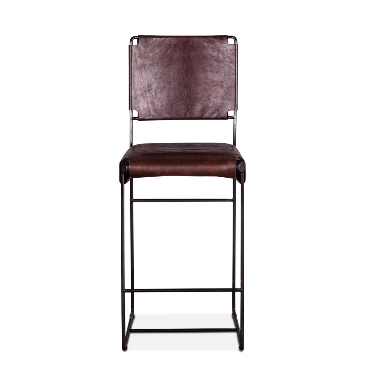 New York 17" Counter Chair in Chocolate Top Grain Leather and Iron by Home Trends & Design at Eve Furniture