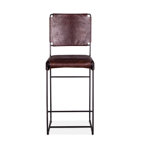 New York 17" Counter Chair in Chocolate Top Grain Leather and Iron by Home Trends & Design at Eve Furniture