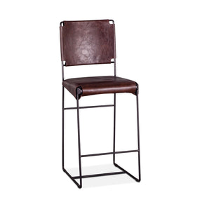 New York 17" Counter Chair in Chocolate Top Grain Leather and Iron by Home Trends & Design at Eve Furniture