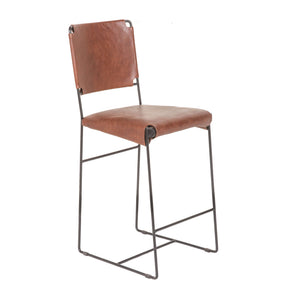 New York 17" Counter Chair in Tobacco Top Grain Leather and Iron by Home Trends & Design at Eve Furniture