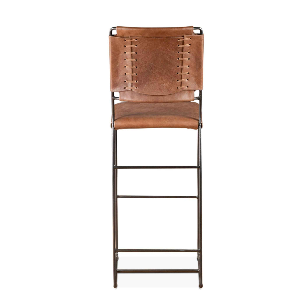 New York 18" Bar Chair in Brown Buffalo Leather and Iron by Home Trends & Design at Eve Furniture