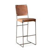New York 18" Bar Chair in Brown Buffalo Leather and Iron by Home Trends & Design at Eve Furniture