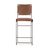 New York 18" Counter Chair in Brown Buffalo Leather and Iron by Home Trends & Design at Eve Furniture
