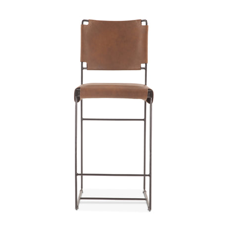 New York 18" Counter Chair in Brown Buffalo Leather and Iron by Home Trends & Design at Eve Furniture