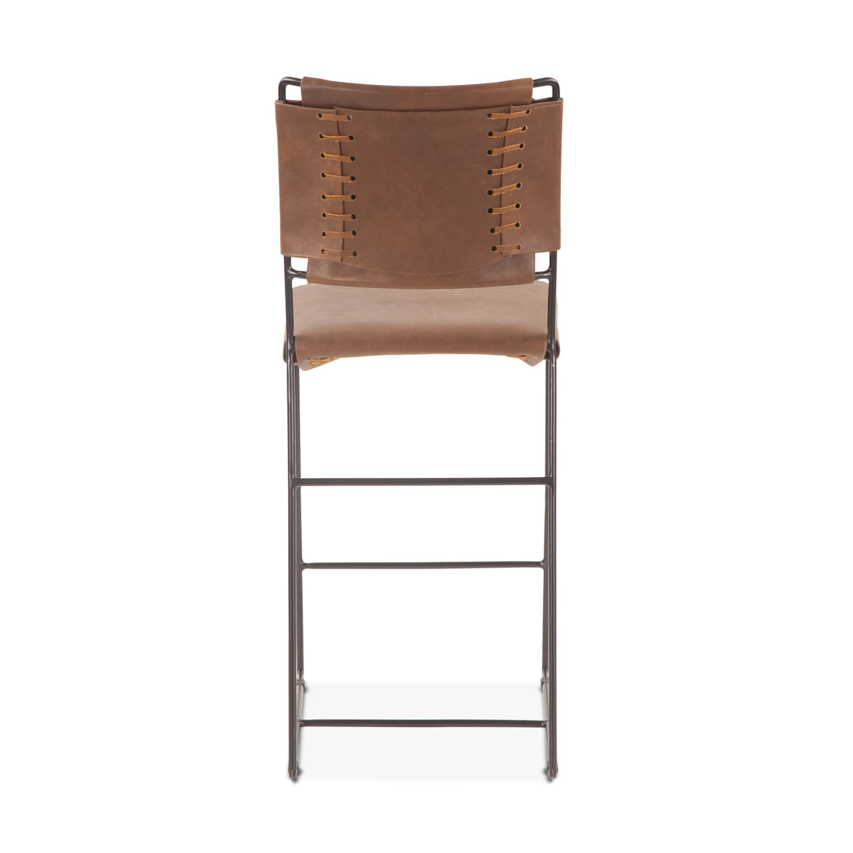 New York 18" Counter Chair in Brown Buffalo Leather and Iron by Home Trends & Design at Eve Furniture