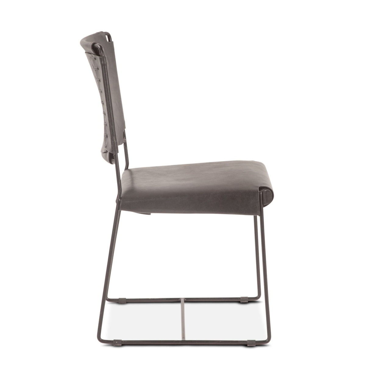 New York 18" Dining Chair in Black Buffalo Leather and Iron, Set of 2 by Home Trends & Design at Eve Furniture