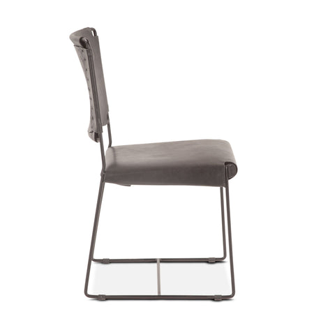 New York 18" Dining Chair in Black Buffalo Leather and Iron, Set of 2 by Home Trends & Design at Eve Furniture