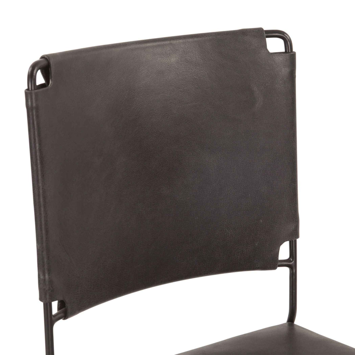 New York 18" Dining Chair in Black Buffalo Leather and Iron, Set of 2 by Home Trends & Design at Eve Furniture