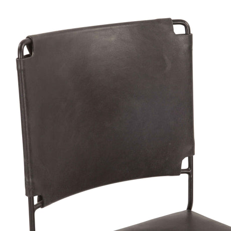 New York 18" Dining Chair in Black Buffalo Leather and Iron, Set of 2 by Home Trends & Design at Eve Furniture