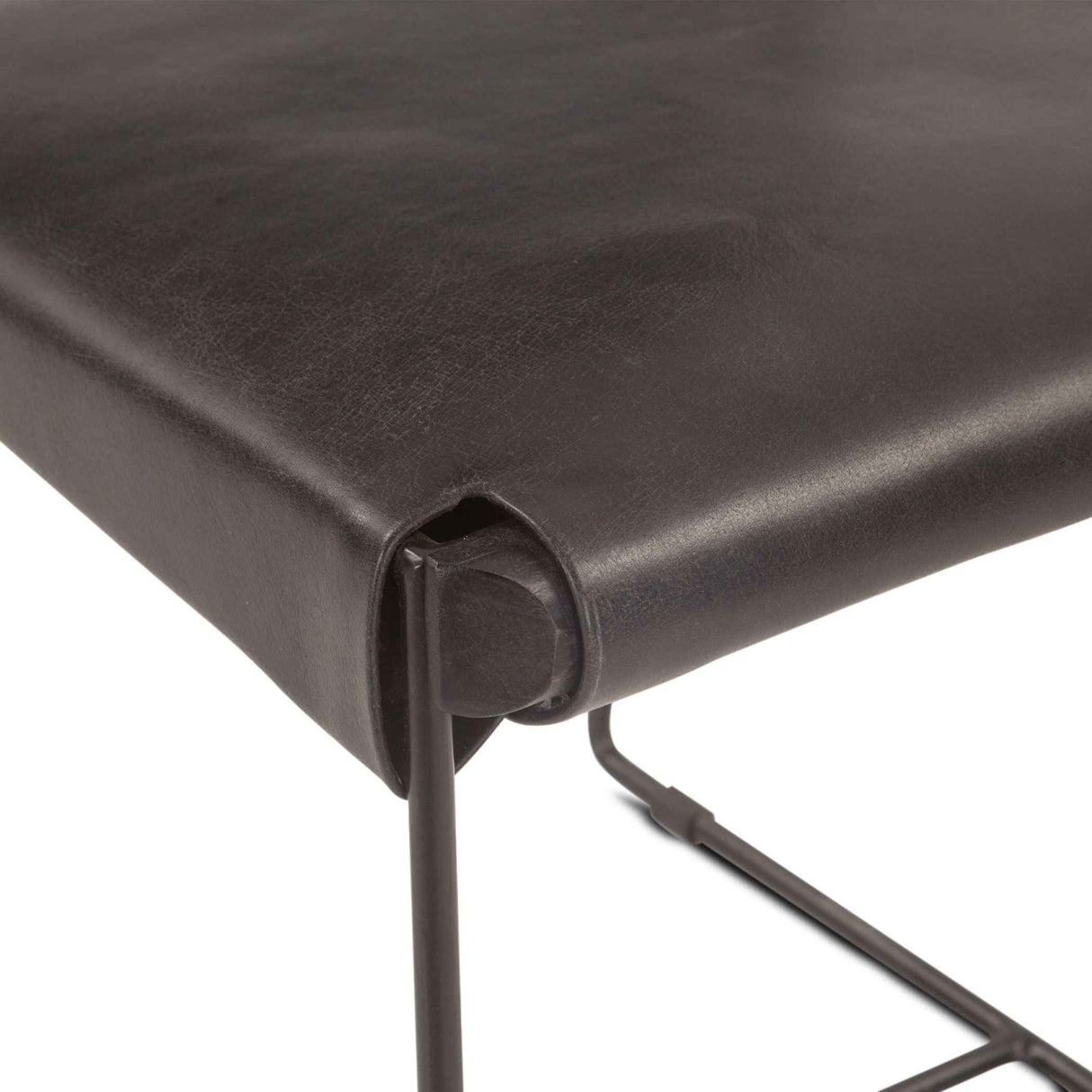 New York 18" Dining Chair in Black Buffalo Leather and Iron, Set of 2 by Home Trends & Design at Eve Furniture
