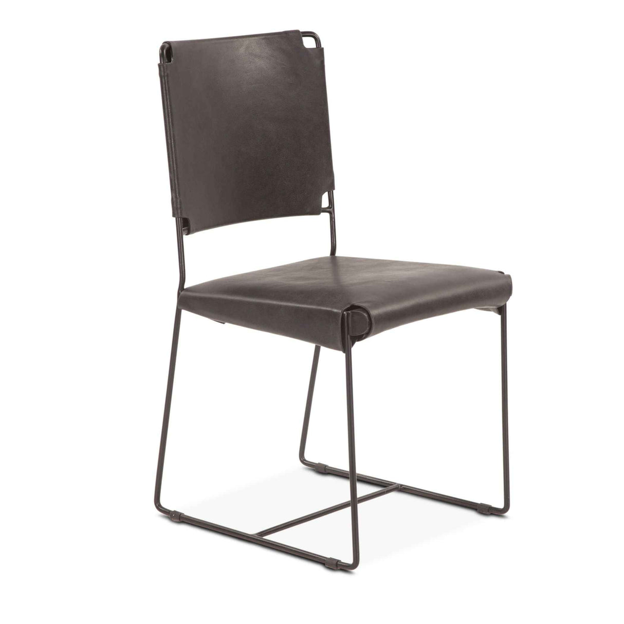New York 18" Dining Chair in Black Buffalo Leather and Iron, Set of 2 by Home Trends & Design at Eve Furniture
