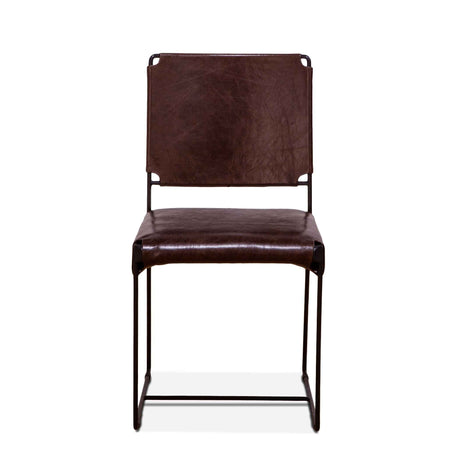 New York 18" Dining Chair in Chocolate Leather and Iron, Set of 2 by Home Trends & Design at Eve Furniture