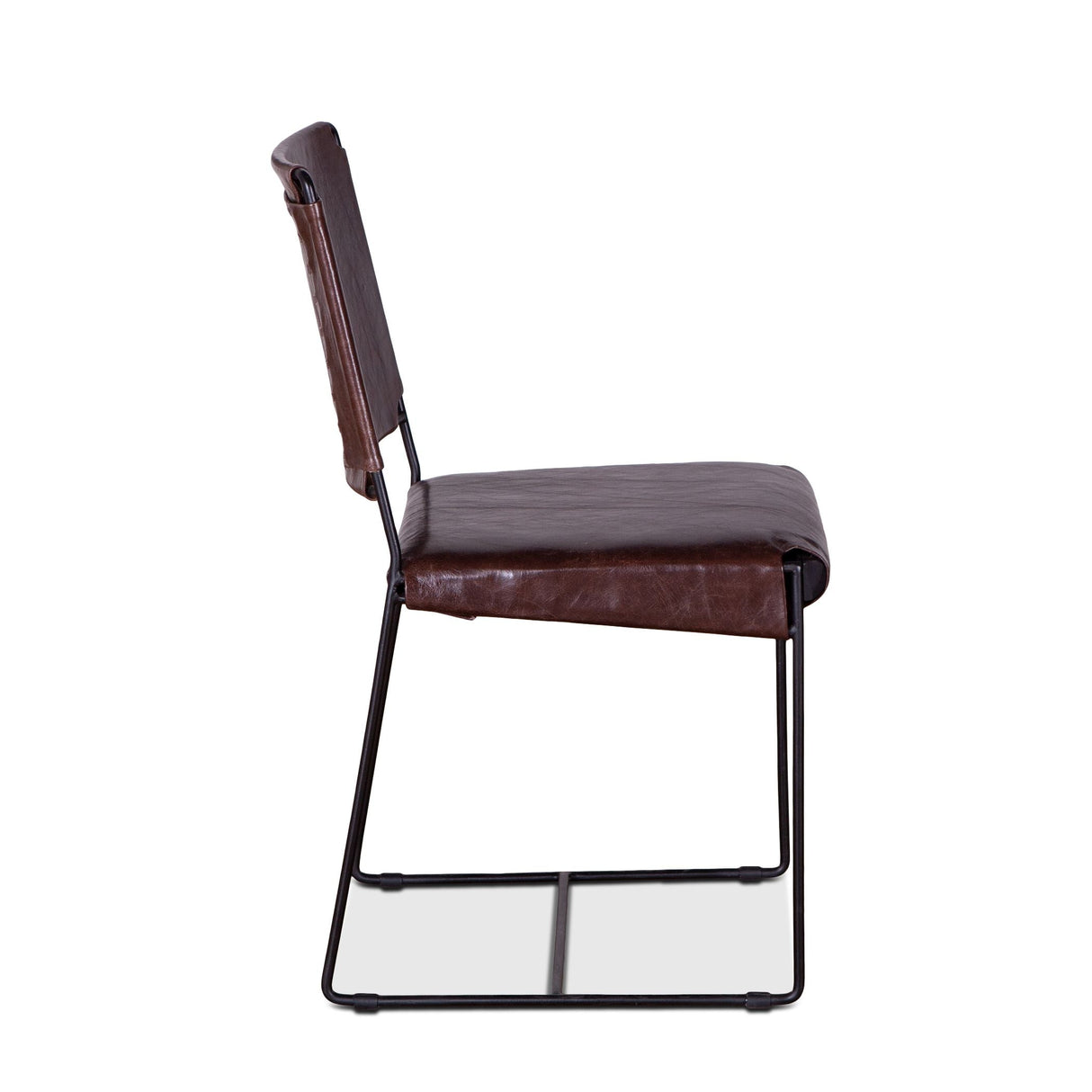 New York 18" Dining Chair in Chocolate Leather and Iron, Set of 2 by Home Trends & Design at Eve Furniture