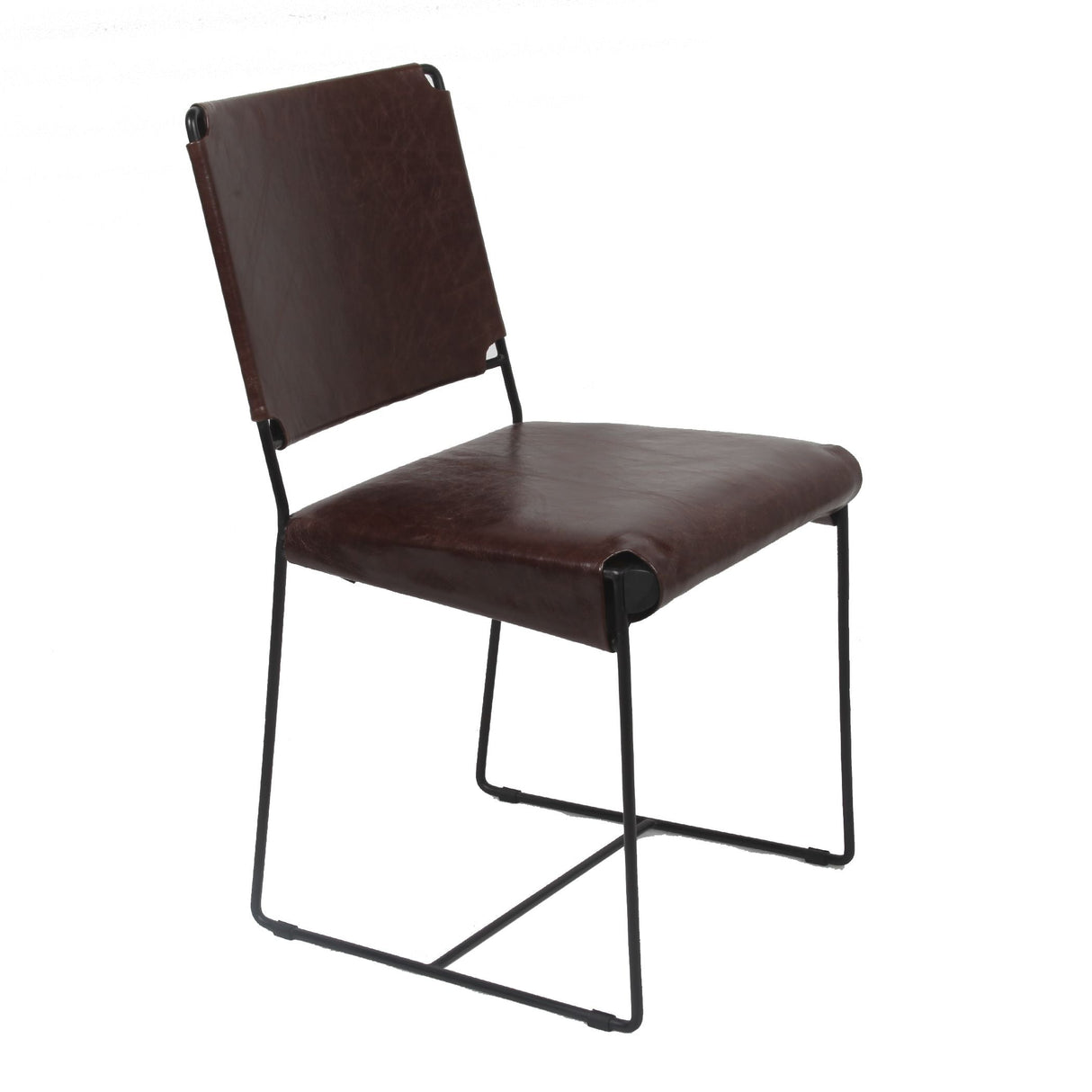 New York 18" Dining Chair in Chocolate Leather and Iron, Set of 2 by Home Trends & Design at Eve Furniture