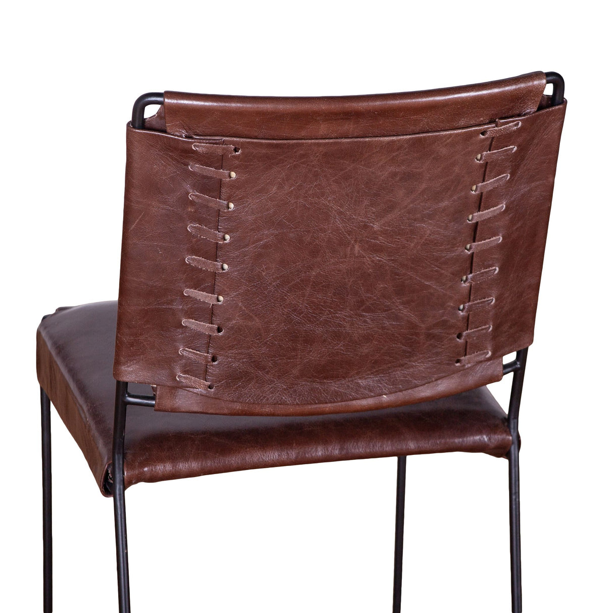 New York 18" Dining Chair in Chocolate Leather and Iron, Set of 2 by Home Trends & Design at Eve Furniture