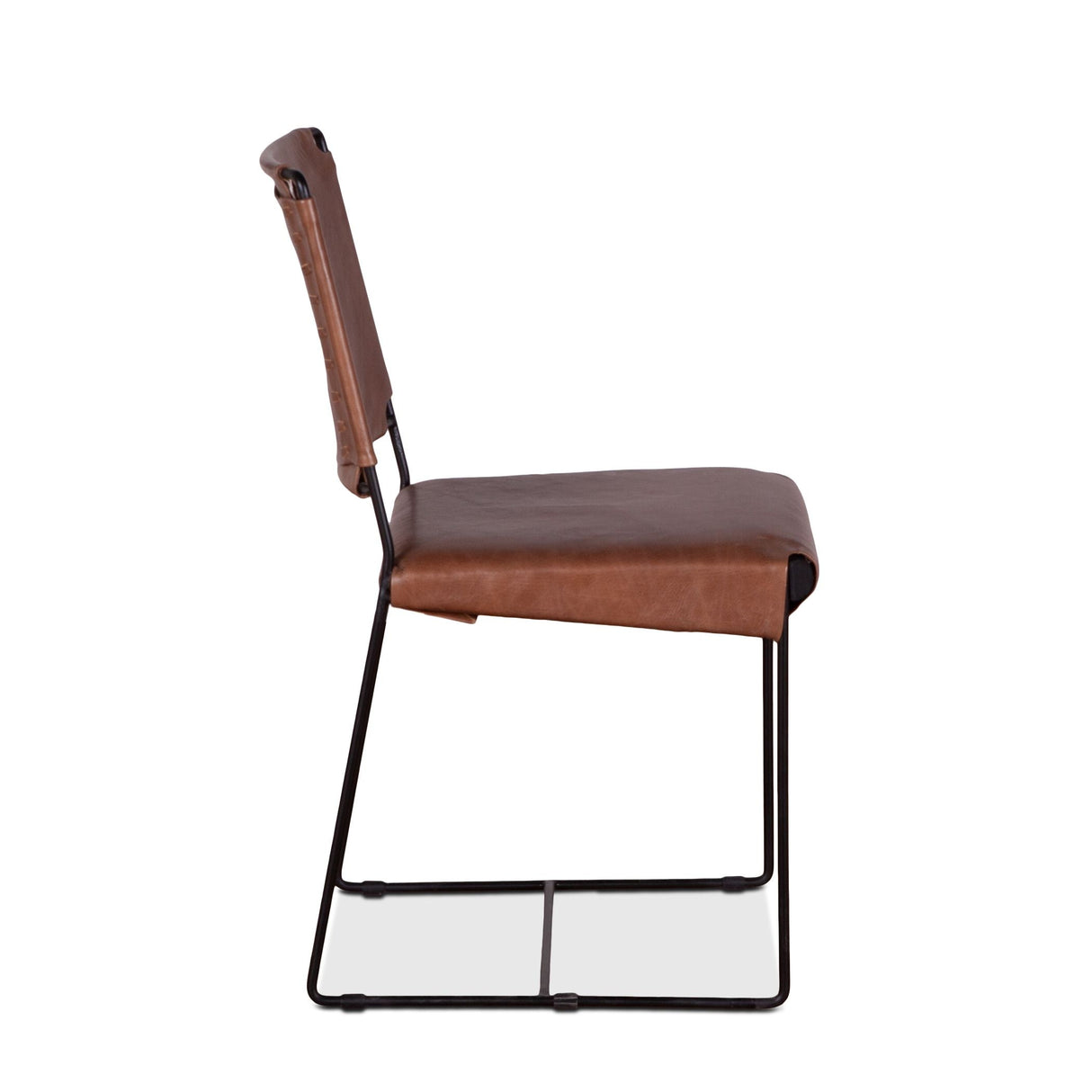 New York 18" Dining Chair in Tobacco Leather and Iron, Set of 2 by Home Trends & Design at Eve Furniture