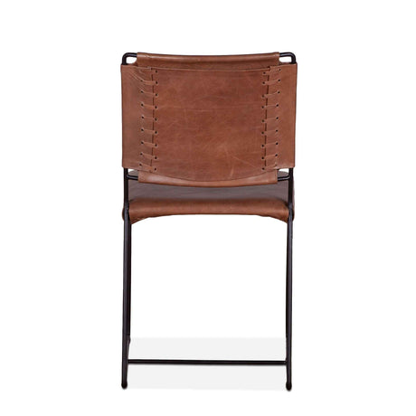 New York 18" Dining Chair in Tobacco Leather and Iron, Set of 2 by Home Trends & Design at Eve Furniture
