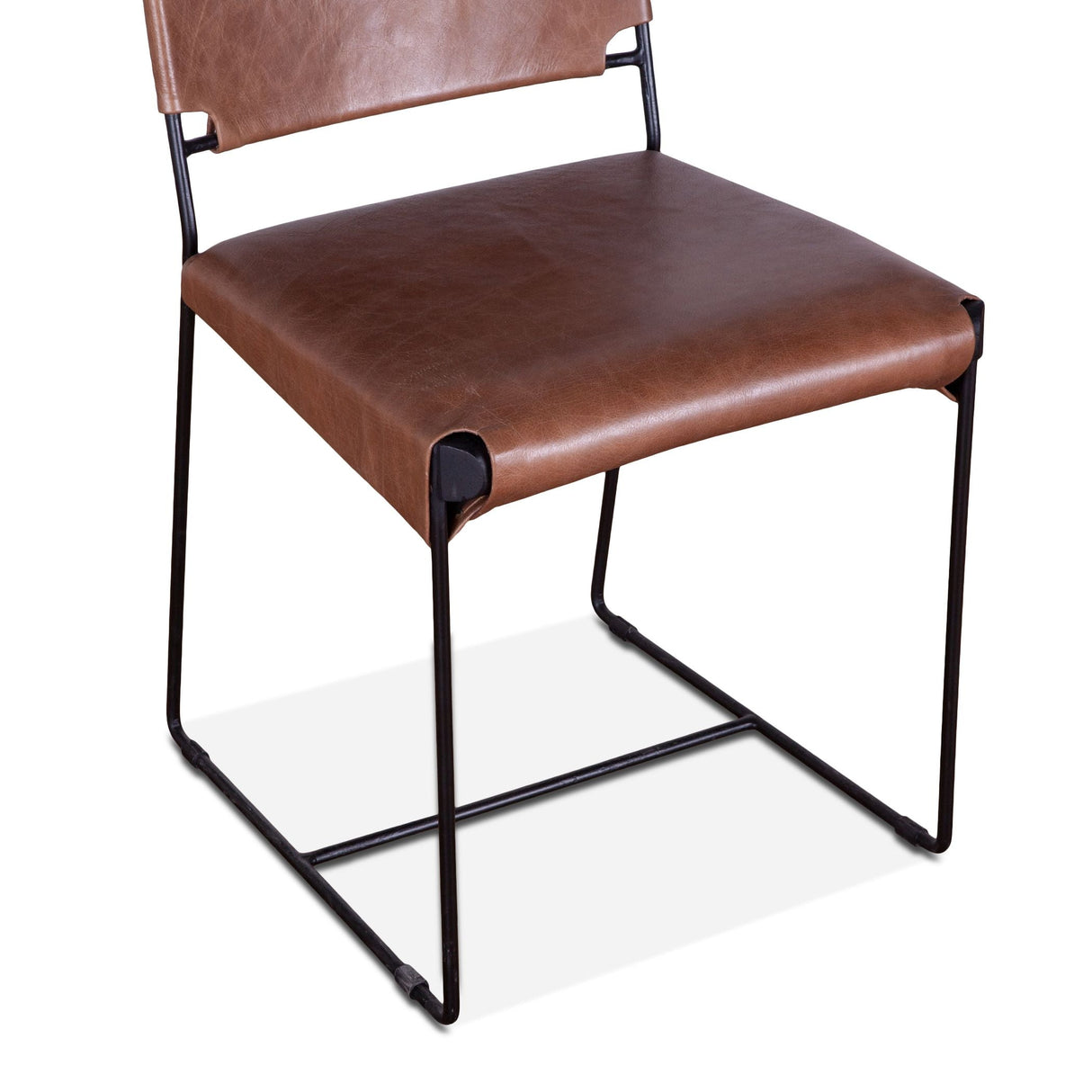 New York 18" Dining Chair in Tobacco Leather and Iron, Set of 2 by Home Trends & Design at Eve Furniture
